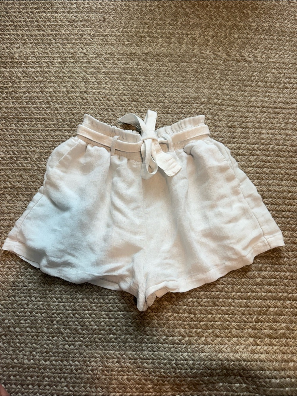 Love Culture White High-Waist Tie Shorts